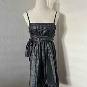 Piko1988 Silver Metallic Tie-Detail Mini Dress